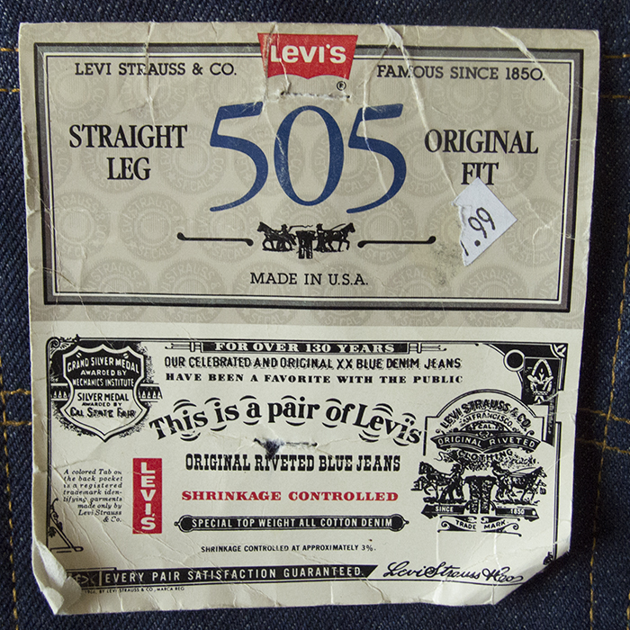Levi's505(1985.11)_flasher, guarantee ticket